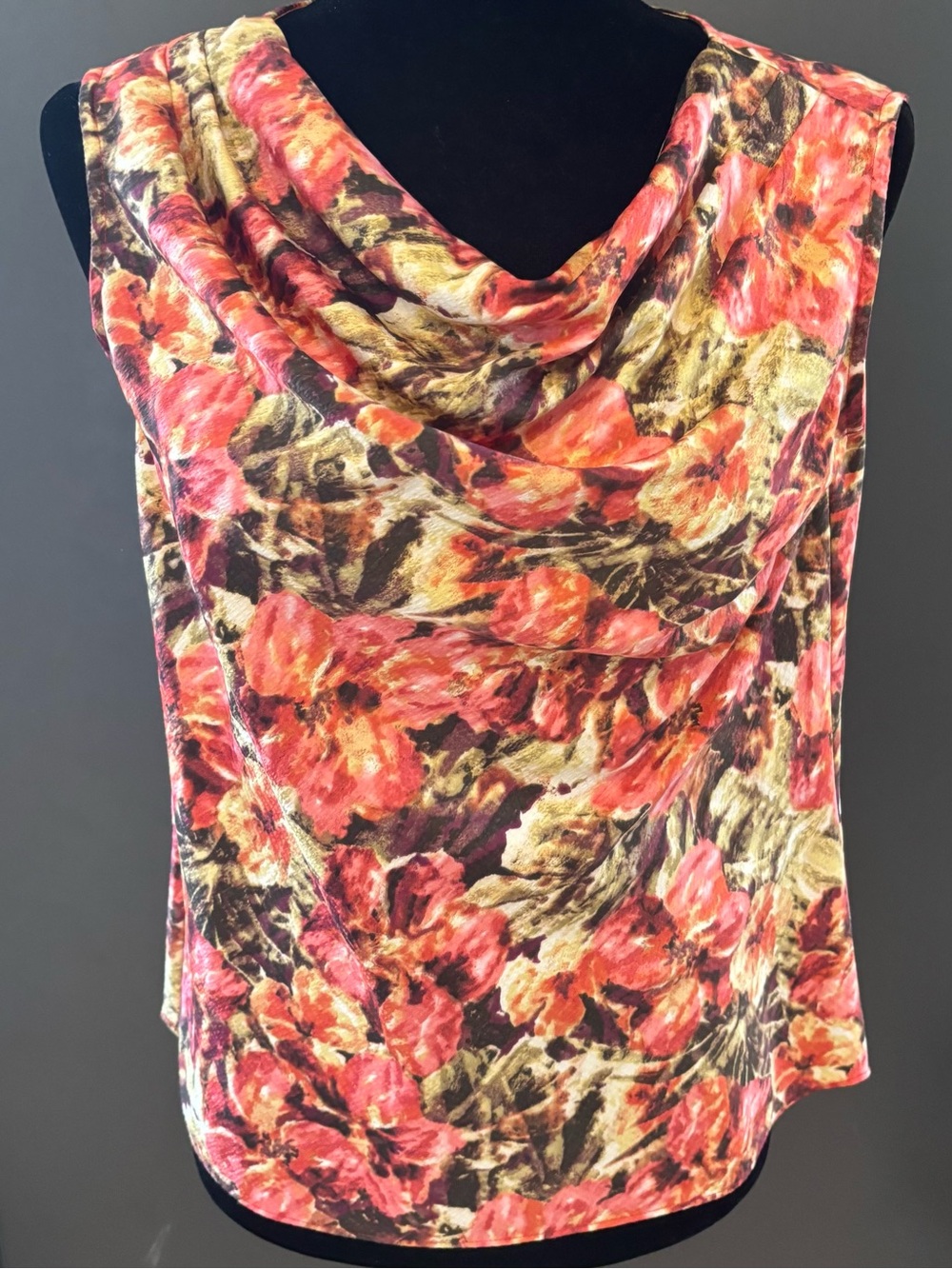 Anne Klein Floral Sleeveless Blouse Top, Size S